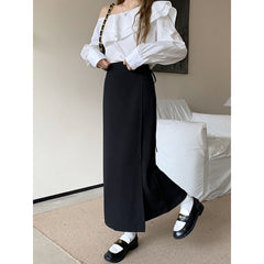 Side Tie Slim Maxi Skirt - fairypeony
