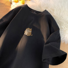 Lovely Cat Print Oversized T-shirt