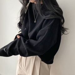 Round Neck Solid Color Pullover Sweater