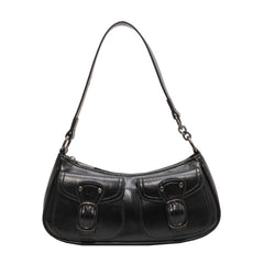 Buckled Strap Pu Leather Shoulder Bag - fairypeony