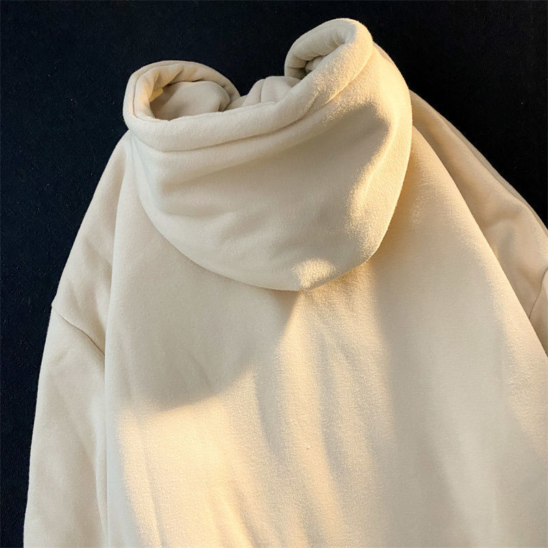 Logo Embroidery Zip Up Oversized Hoodie - fairypeony