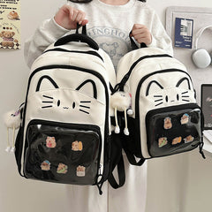 Embroidered Cute Kitten Backpack