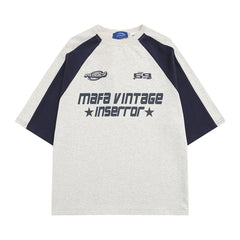 Raglan Short Sleeve Patchwork T-shirt