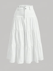 Women's Solid Color High-Low Zipper Pleated Skirt - fairypeony