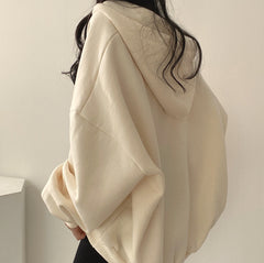 V-Neck Solid Color Oversized Hoodie