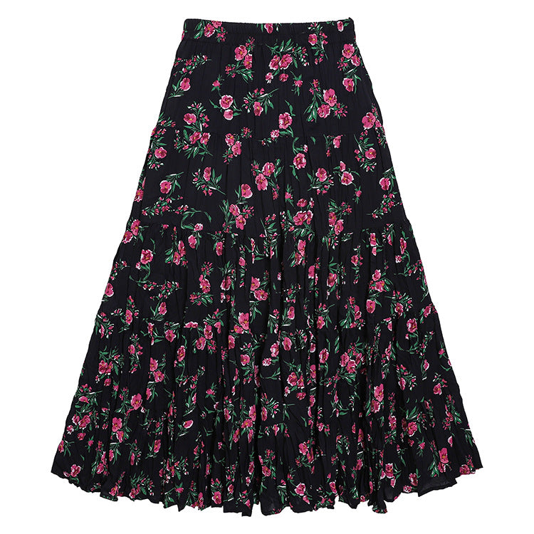 Casual Floral Umbrella Maxi Skirt - fairypeony
