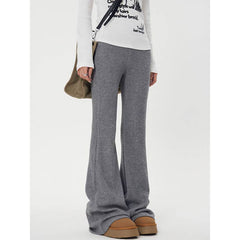 Solid High Rise Flare Leg Pants - fairypeony