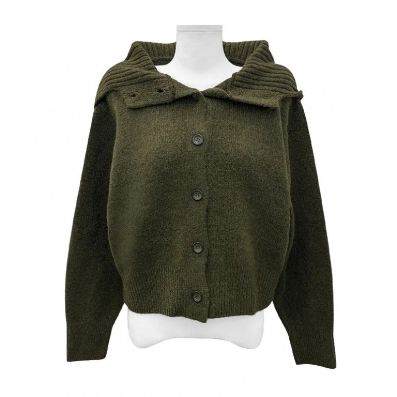 Buttoned Hooded Cardigan Sweater
