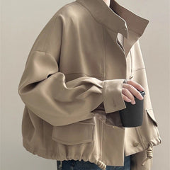 Solid Color Oversized Button Jacket - fairypeony
