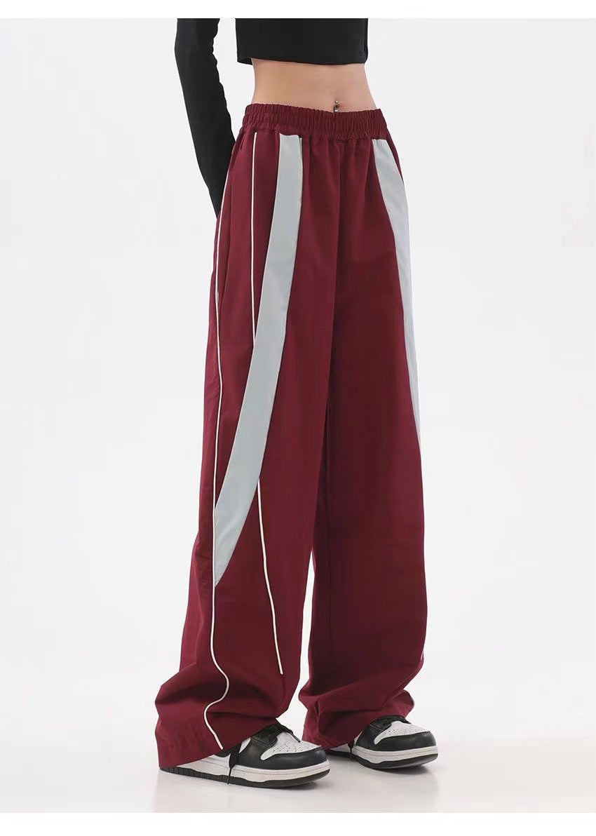 Piping Patchwork Baggy Sweatpants - fairypeony