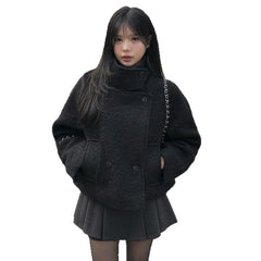 Short Woolen Coat Double Breasted Cotton Lining Jacket