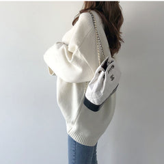 V-Neck Solid Color Loose Sweater