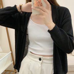 Solid Color Oversized Knitted Cardigan