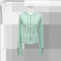 Butterfly sleeve hooded knit sweater in Mint Green, product view