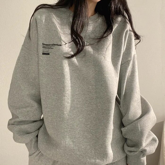 Letter Print Pullover Oversized Sweatshirt - fairypeony
