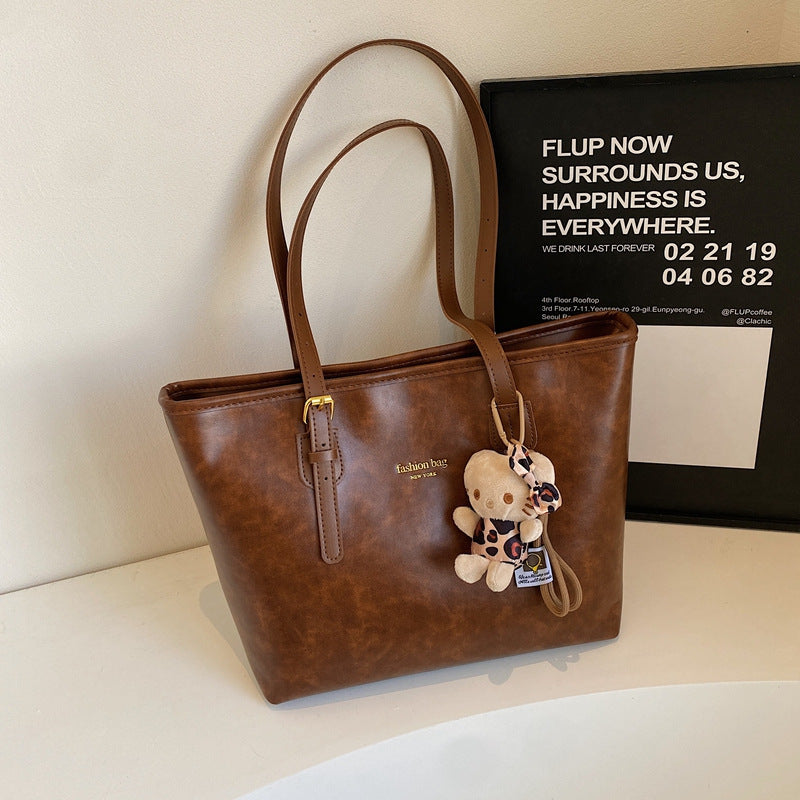Aesthetic Large Capacity Pu Leather Tote Bag - fairypeony