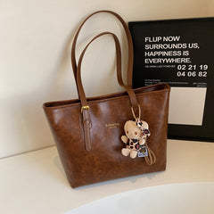 Aesthetic Large Capacity Pu Leather Tote Bag - fairypeony