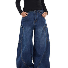 American Retro Style Loose Wide-Leg Denim Trousers
