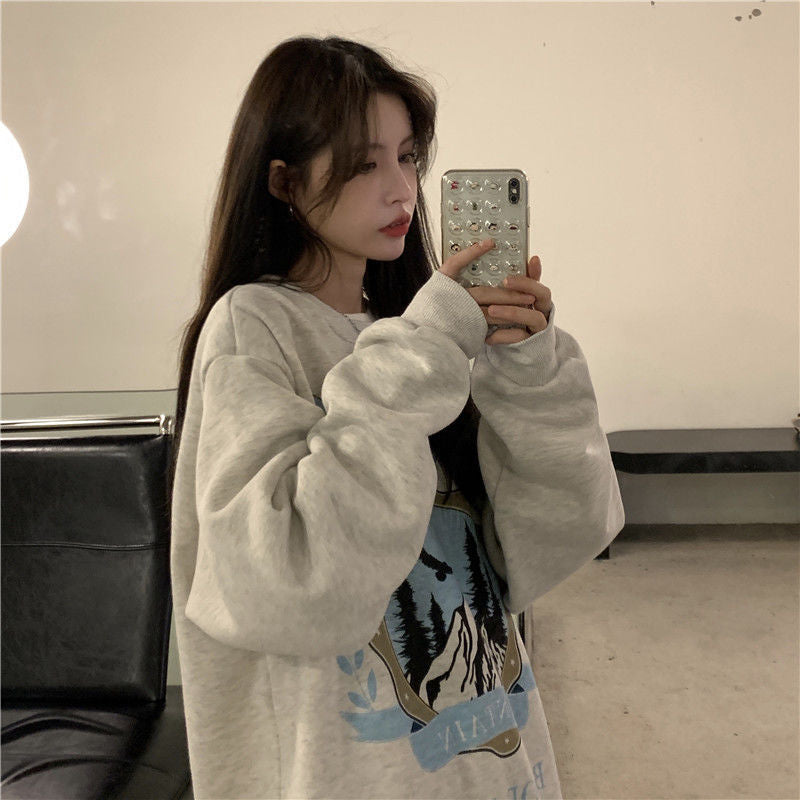 Vintage Mountains Graphic Oversized Sweatshirt - fairypeony