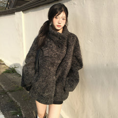 French Retro Fur Collar Warm Coat