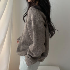 Dark Academia Round Neck Pullover Sweater - fairypeony