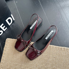 Retro Square Toe Mary Jane Sandals - fairypeony