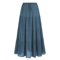 Womens High Waist Long Skirt with Lace-Up Back