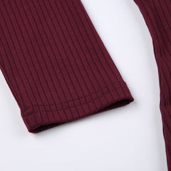 Lace Trim Rib Long Sleeve Slim Tee