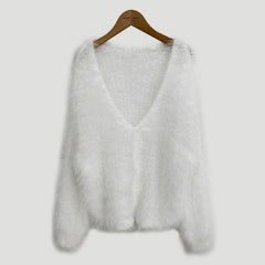 Solid Color Fuzzy Oversized Cardigan