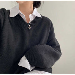 Dark Academia V-Neck Oversized Sweater