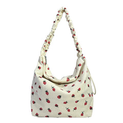 Strawberry Print Corduroy Shoulder Bag