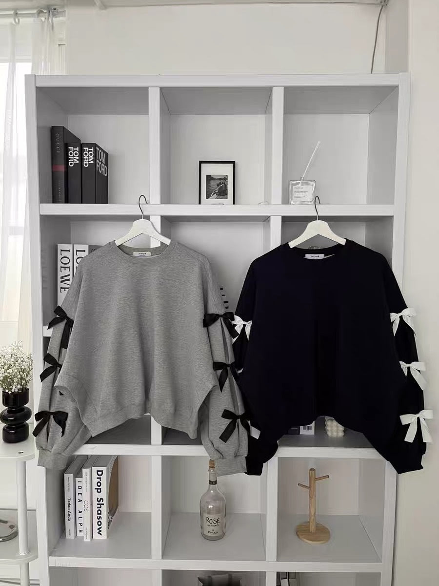 Spring New Women's Round Neck Loose Bow Sweater - fairypeony