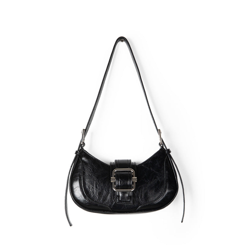 Buckled Strap Pu Leather Shoulder Bag - fairypeony