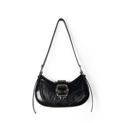 Buckled Strap Pu Leather Shoulder Bag - fairypeony