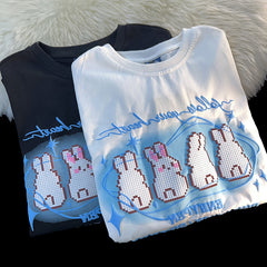 Embroidered Cute Rabbit Oversized T-shirt