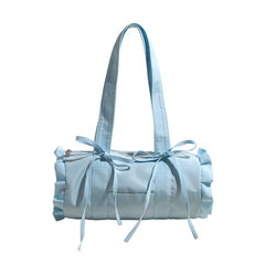 Aesthetic Ruffled Bow Knot Large Capacity Shoulder Bag