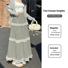 Aesthetic Checkered Print Ruffled Maxi Skirt