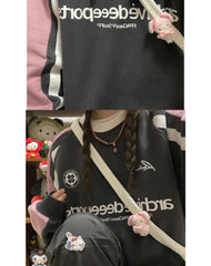 Contrast Color Raglan Sweatshirt - fairypeony