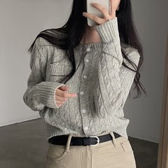 Vintage Cable Knit Slim Knitted Cardigan