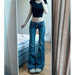 Womens Retro Flared Denim Pants