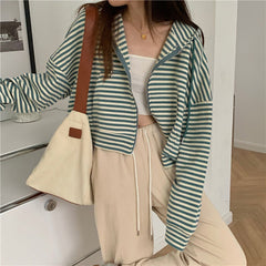 SpringAutumn Loose Long-sleeve Short Trendy Hooded Jacket - fairypeony