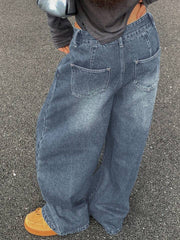 Loose Wide-Leg Floor-Length Jeans