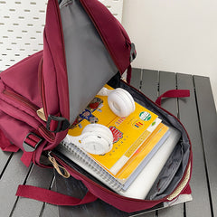 Solid Color Multi pocket Backpack