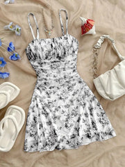 Floral Print Floral Sling Mini Dress