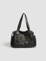 Vintage Bronze Multi-Zipper Motorcycle Bag - fairypeony