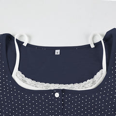 Vintage Patchwork Polka Dots Long Sleeve Tee