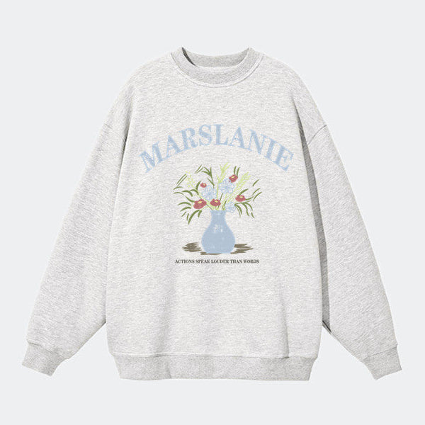 Cotton crew neck sweatshirt in grey white