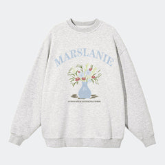 Cotton crew neck sweatshirt in grey white