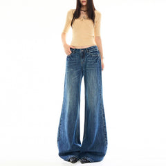 Casual Omni Vintage Cat Claw Cracked Bamboo Pattern Slightly Flared Jeans Relaxed Pants