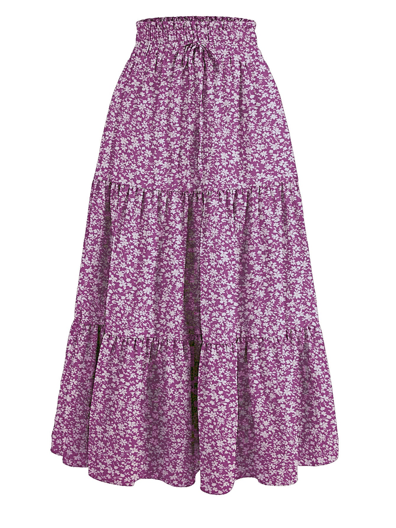 Floral Print Elastic Waist Maxi Skirt - fairypeony